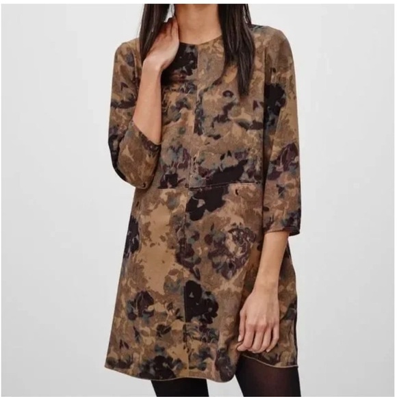 Aritzia Wilfred Myosotis Abstract Floral Minimalist Lagenlook Shift Dress - Picture 1 of 15
